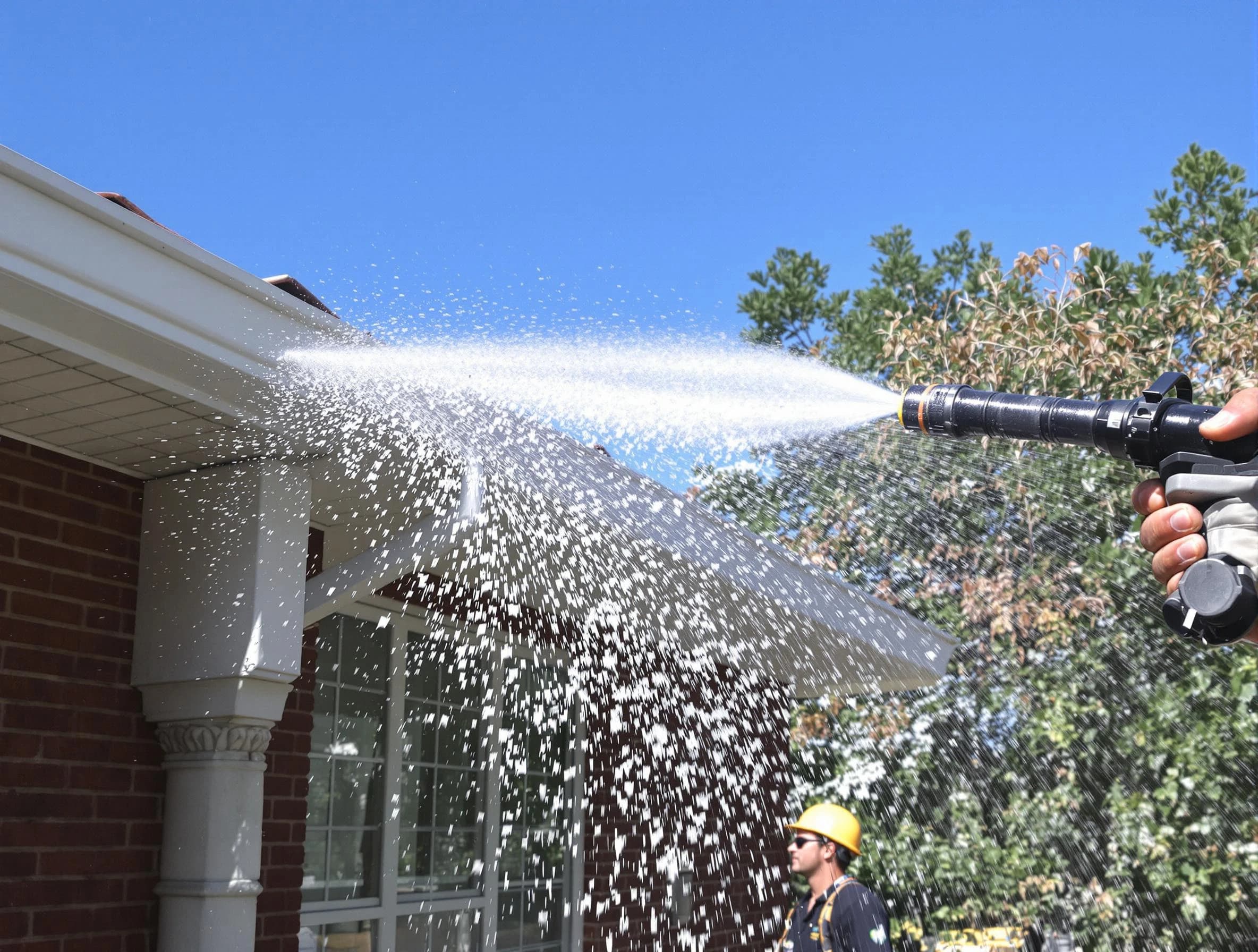 Cleared downspout by Brunswick Roofing Company ensuring unrestricted flow in Brunswick, OH