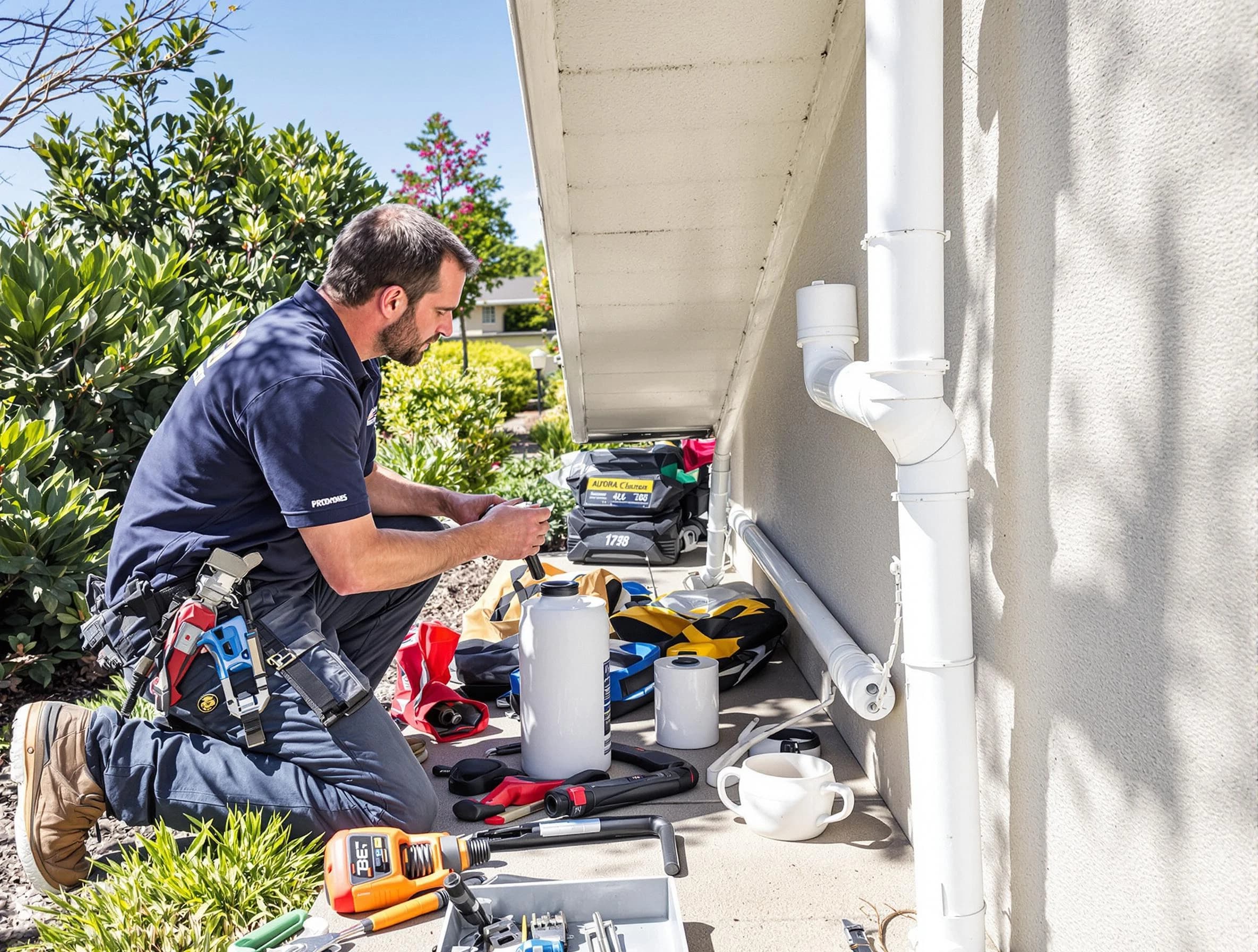 Brunswick Roofing Company expert fixing a downspout in Brunswick, OH