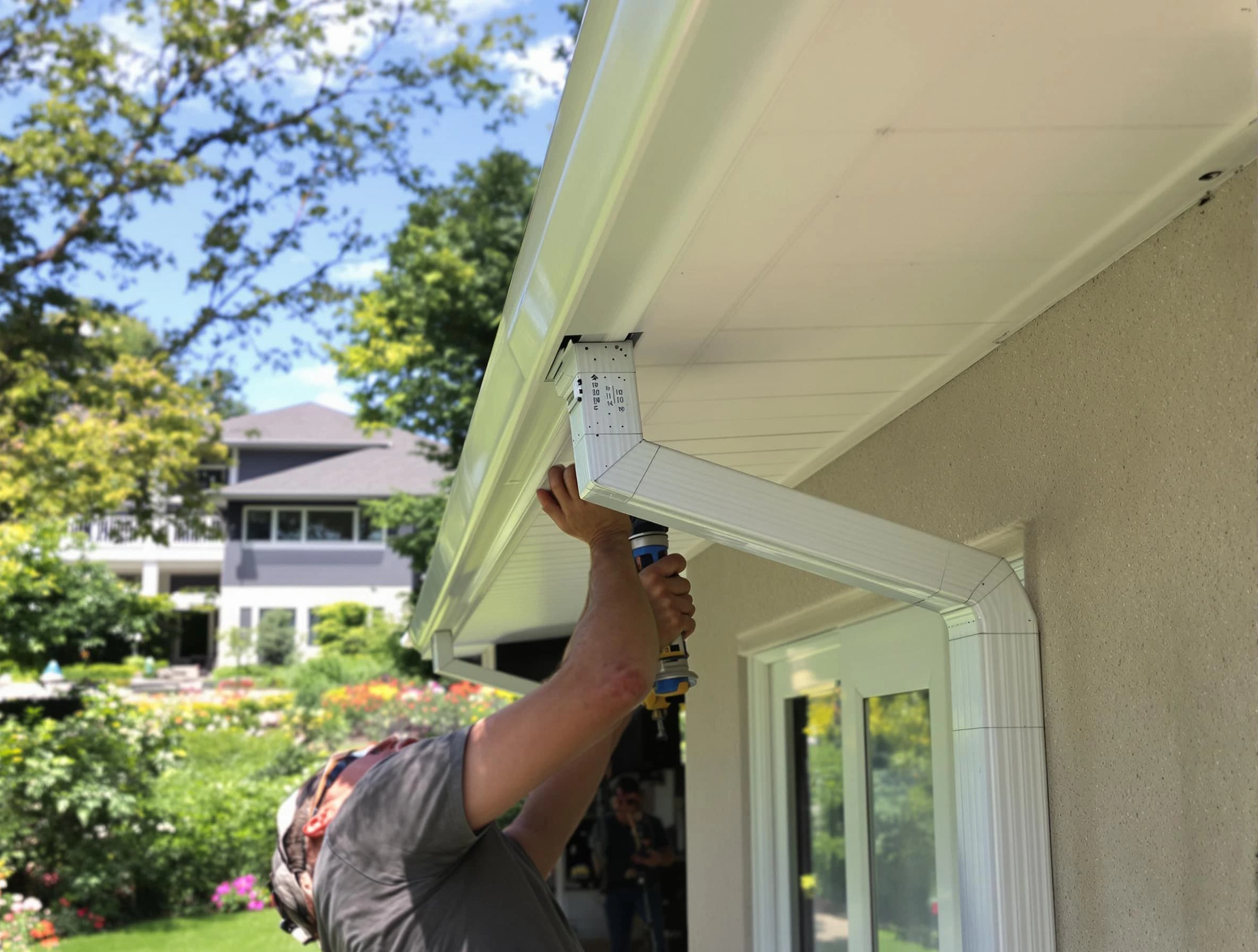 Brunswick Roofing Company technicians performing gutter installation in Brunswick, OH