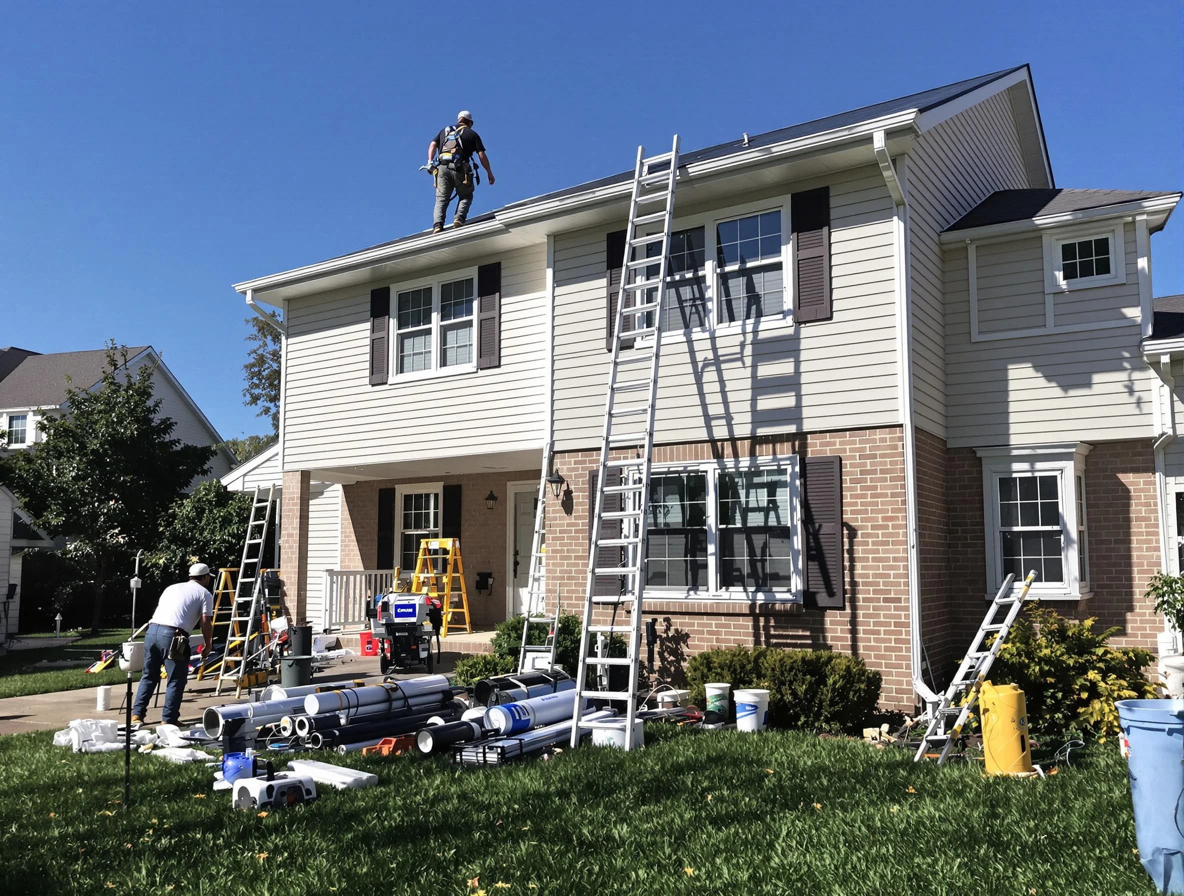 Brunswick Roofing Company completing a gutter replacement in Brunswick, OH