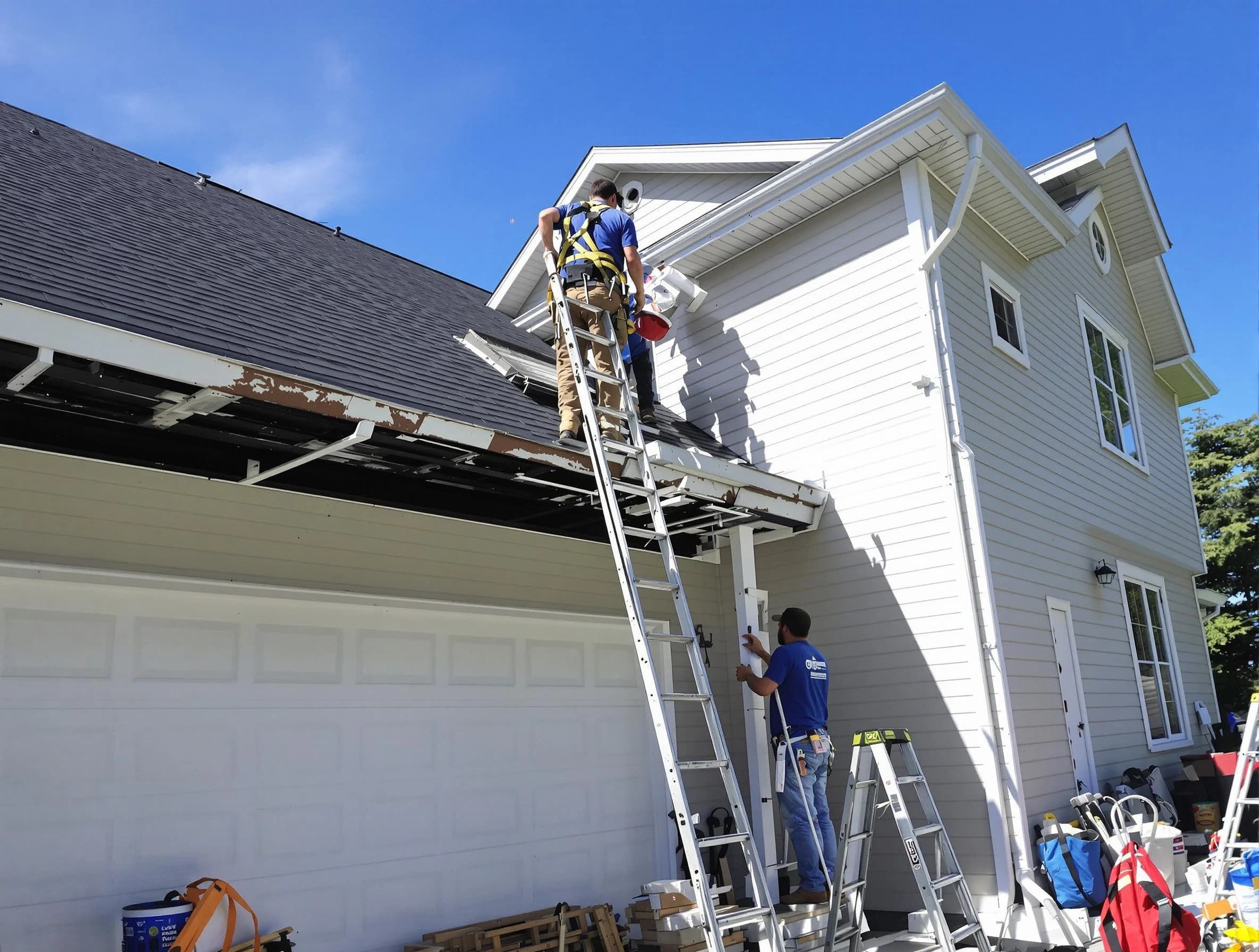 Newly replaced gutters by Brunswick Roofing Company in Brunswick, OH