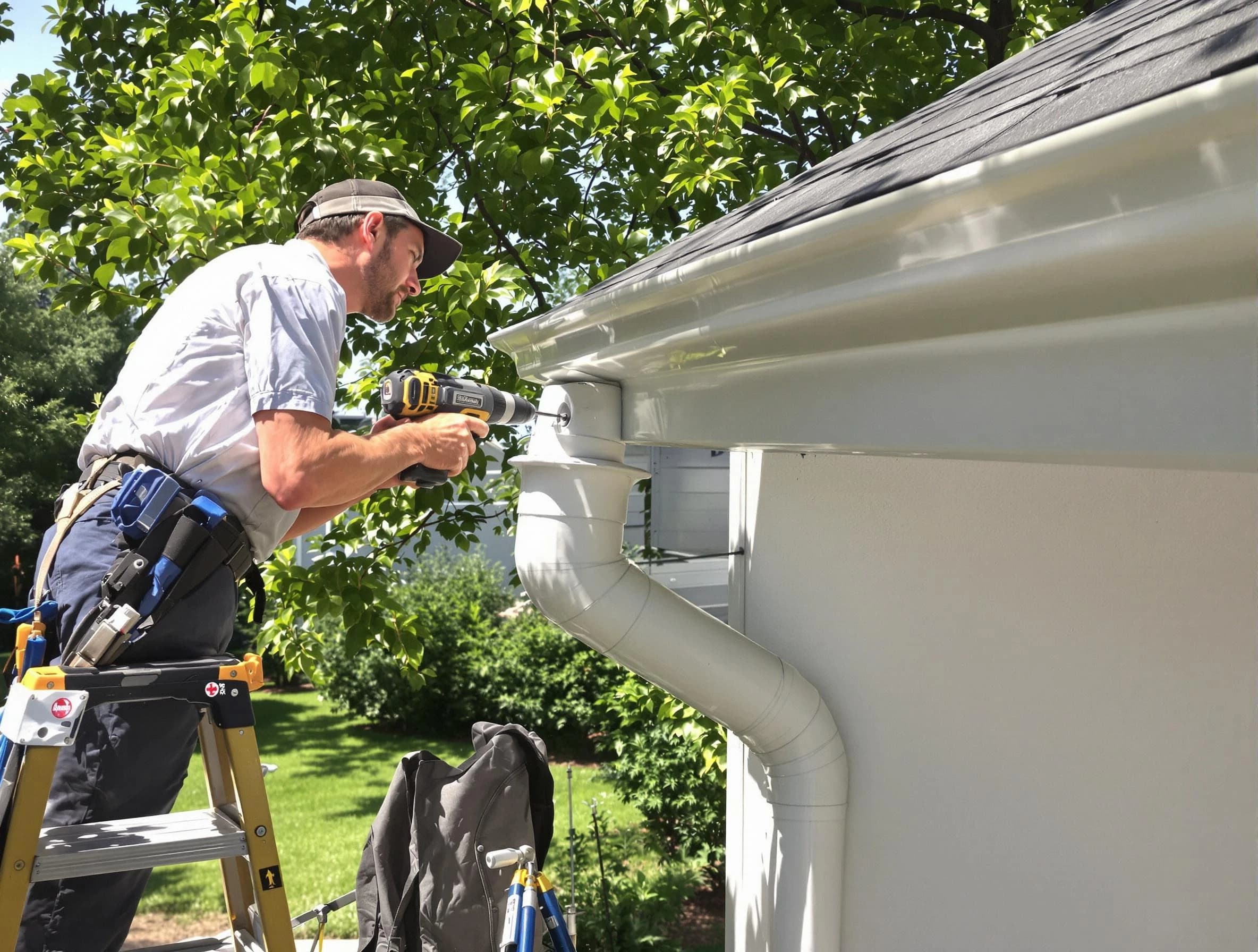 Properly installed rain gutters by Brunswick Roofing Company in Brunswick, OH